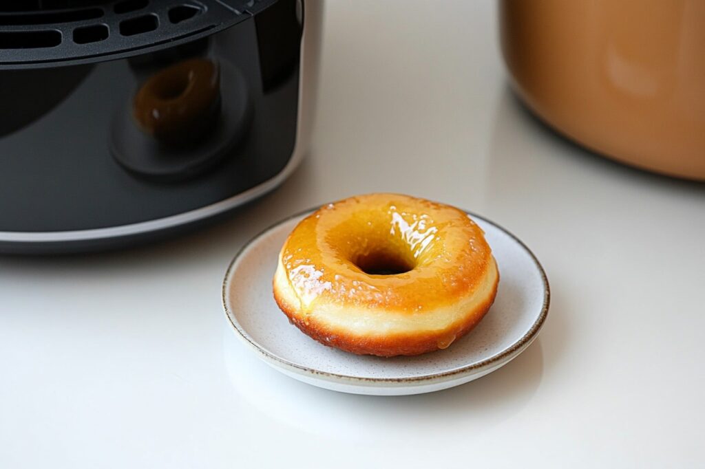Reheated keto donut served warm