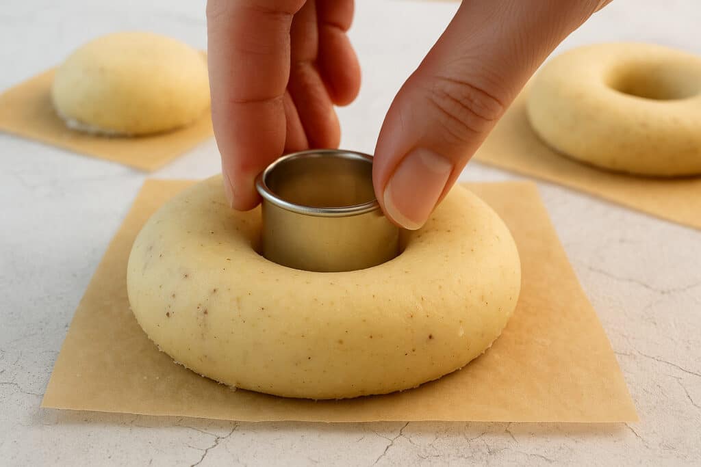 3-Ingredient Keto Air Fryer Donuts (Ready in 5 Minutes!) 7 Shaping keto donut dough before air frying