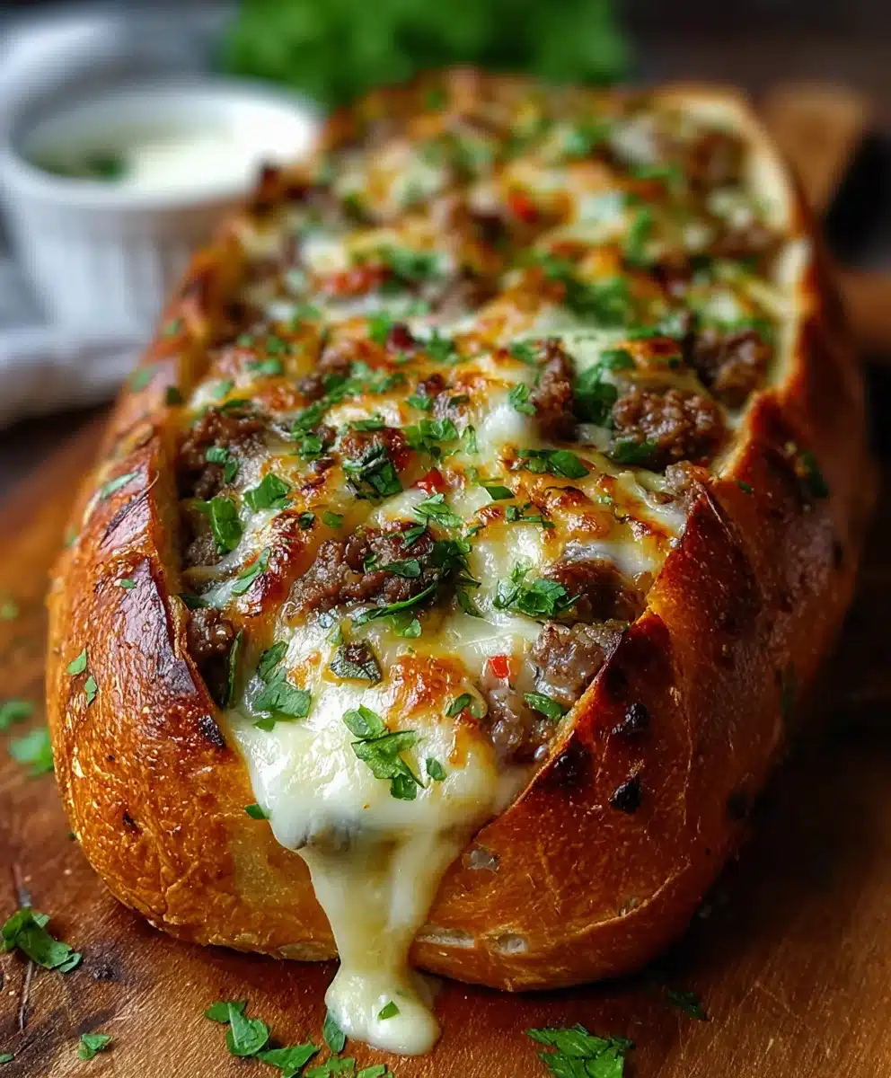 Cheesesteak Garlic Bread Loaf Comfort Food Bliss