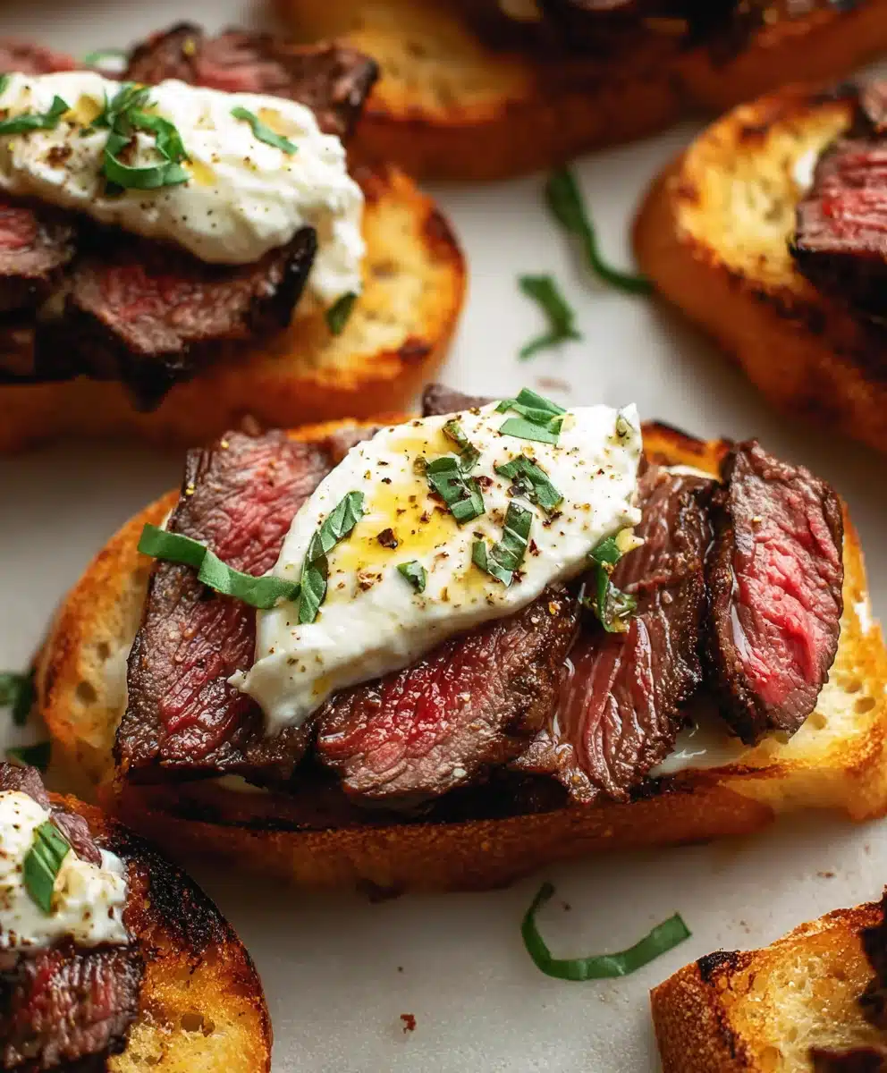 Burrata Steak Crostini - Easy Appetizer Delight
