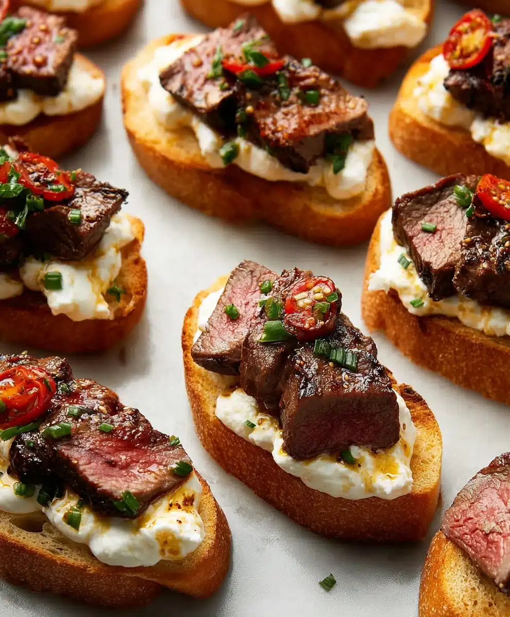 Burrata Steak Crostini - Easy Appetizer Delight
